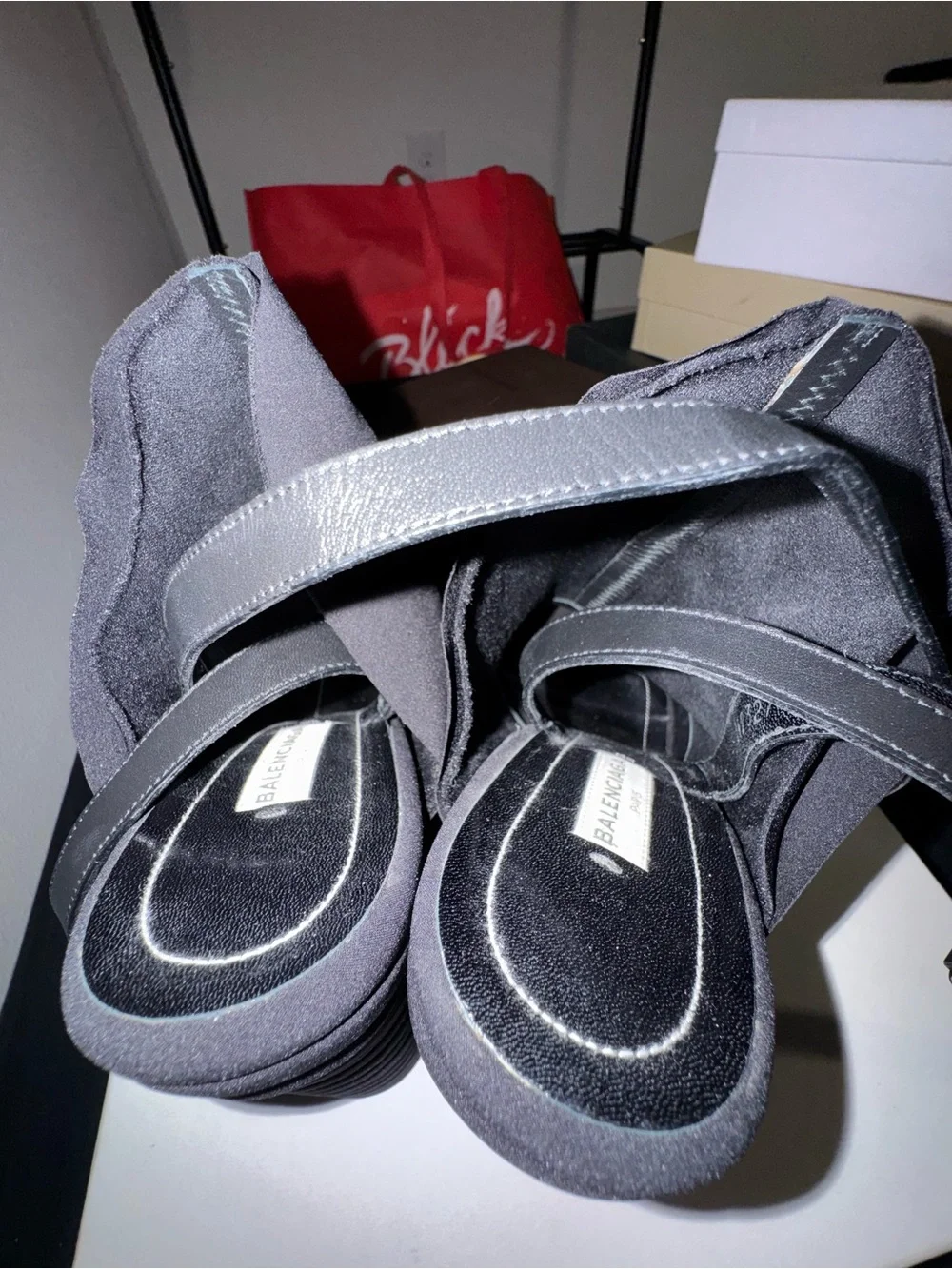 Balenciaga Black Fabric Wedge Ankle Boots with Ruched Upper